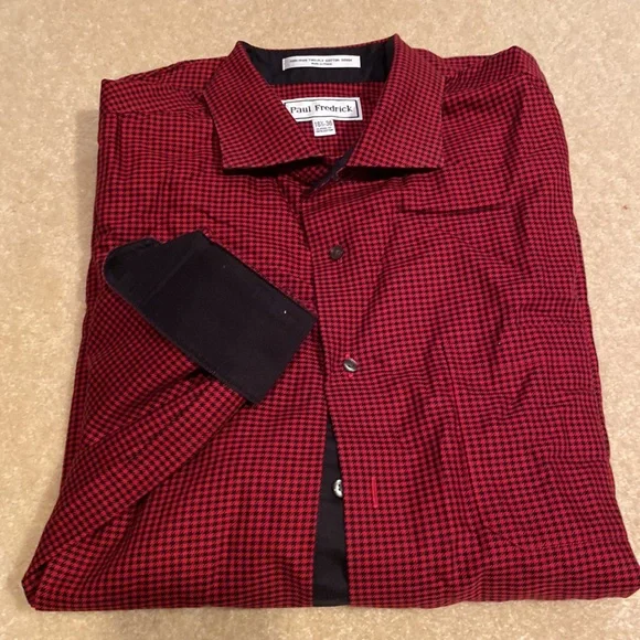 Paul Fredrick check cotton dress shirt NWOT - Picture 3 of 4